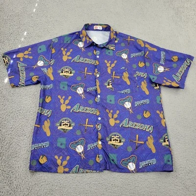 Budweiser Arizona Diamondbacks Shirt Mens XL AOP Purple Button Up Short Sleeve - Image 1 of 4