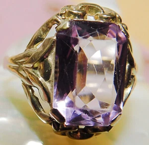 Amethystring 333 Gold 8 K Gr. 18 57 mit großem Amethyst tolles Design gebraucht - Bild 1 von 5