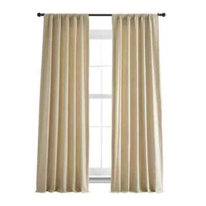 Walnut Beige French Linen Room Darkening Curtain 50x84 in Single Panel - Picture 1 of 8