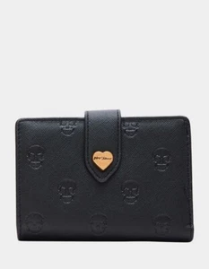BETSEY JOHNSON XO Skullicious Bifold Black Wallet NWT Skulls 5”x3.7” - Picture 1 of 5