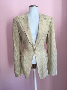 Giorgio Armani 6 Damen Designer Vintage Jacke mit mittlerem Zickzack gelb - Bild 1 von 10