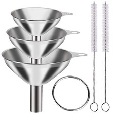 3 pz piccoli imbuti da cucina in metallo acciaio inox + 2 spazzole
