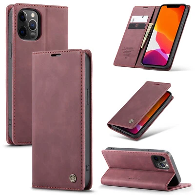 Magnetic Wallet Case For iPhone 16 15 14 13 12 Pro Max 11 XR Flip Leather Cover - Image 1 of 4