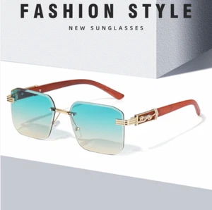 Fashion Sunglasses Luxury Hip Hop Men's Women Rimless Square Shades Glasses - Picture 1 of 16