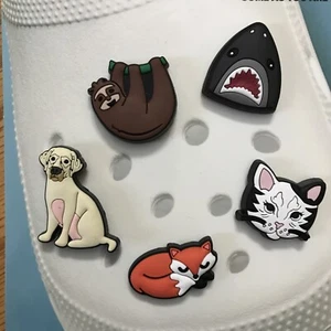 Crocs Uniquely You Animal Lover Dog, Cat, Sloth, Fox, Shark Charms 5 Pack NEW - Picture 1 of 7