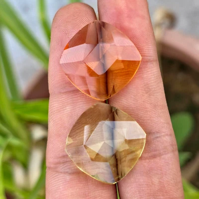 Natural 35.40 Ct Certified Brazilian Yellow Citrine Loose Gemstone Matching Pair - Image 1 of 4