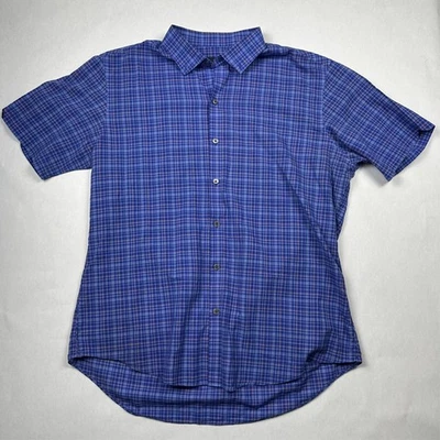 Camisa Zachary Prell Para Hombres L Azul A Cuadros Abotonada Manga Corta Informal a Cuadros Foto 1 de 4