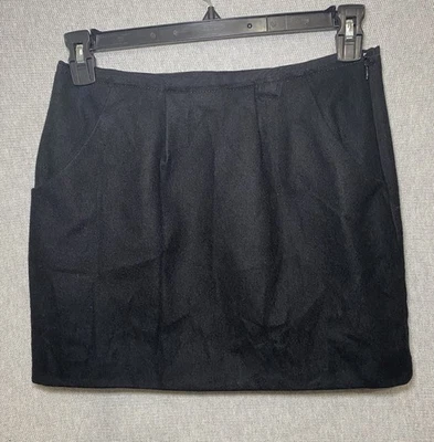 Minifalda para mujer J.Crew forrada de mezcla de lana negra talla 2 carrera minimalista Foto 1 de 4