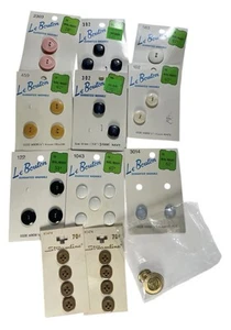 Vintage Lot Carded Assorted Buttons Mibo Uniform, Le Bouton & Streamline - Bild 1 von 7