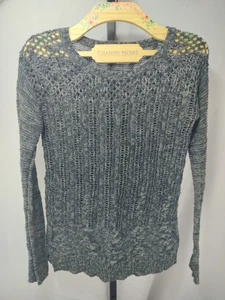 Suéter Mossimo Negro Gris Tejido Abierto Manga Raglán, Talla XS - Imagen 1 de 24