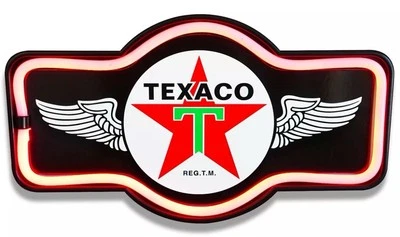 Letrero de neón LED negro Texaco con forma de carpa - bar, garaje, cueva de hombre--(N) Foto 1 de 4