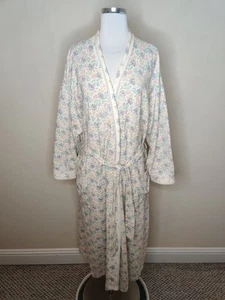 Carole Hochman Floral Robe Size Large 100% Cotton Belted Pockets - Picture 1 of 9