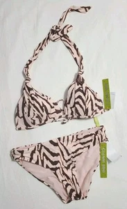 Gianni Bini Swimwear Brown & Pink Two pieces Bikini Nuetral Zebra Print Size XS - Picture 1 of 4
