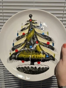 Vintage handbemalt von Mancioli Italien Weihnachtsteller 10" Weihnachtsbaum Geschenke - Bild 1 von 5