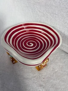 Piatto caramelle vintage cracker botte Natale menta ginger ceramica menta piperita - Foto 1 di 5