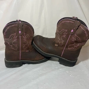 Justin Gypsy Brown & Purple Leather Western Cowboy Boots Women's Size 11B - Bild 1 von 15