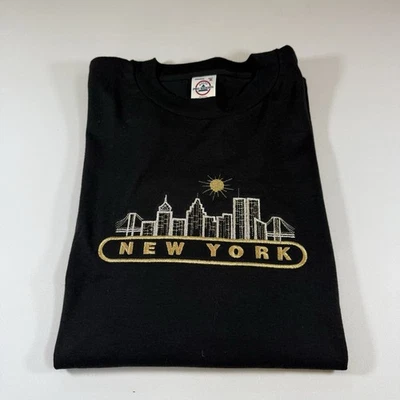 Camiseta De Colección Años 90 Nueva York Bordada Metálica Gráfica Negra XL Foto 1 de 4