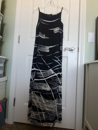 OFF WHITE Women's Marks & Spencer St Michael Maxi Dress Black & Off White UK 8 US 4