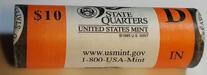 2002-D Indiana State Quarter Roll United States Mint Roll **FREE SHIPPING** - Picture 1 of 5