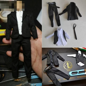 Bestlee Studio 1/12 Scale Black Suit Clothes Set Outfit Model Figure Accessory - Picture 1 of 12