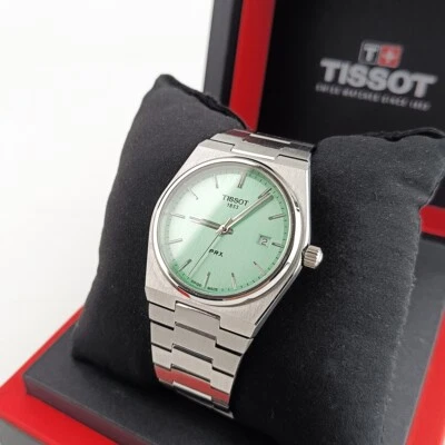 TISSOT PRX 40MM Light Green Dial Men's Stainless Steel Watch T137.410.11.091.01 - Image 1 of 4