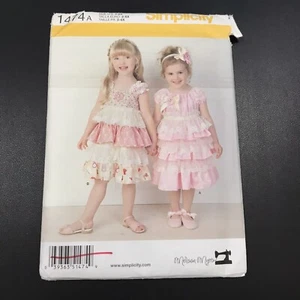 Simplicity 1474 Child's Dresses And Headband Sizes 2 - 6x Uncut Factory Folded - Picture 1 of 5