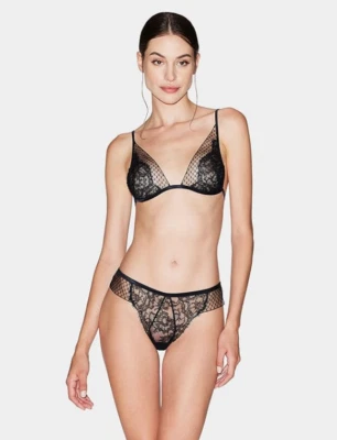 Sutiã triangular feminino La Perla com renda preta tamanho 36B 5337 - Imagem 1 de 3