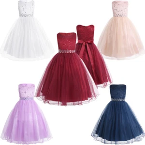 Kids Girls Flower Sequins Formal Occasion Party Wedding Pageant Communion Dress - Picture 1 of 36