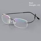 Rectangular Unisex Spectacles Memory Titanium Rimless Eyeglass Reading Glasses
