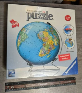 2012 Ravensburger 3D World Map Geography Globe Jigsaw Puzzle w/ Stand 540 Pieces - Picture 1 of 3