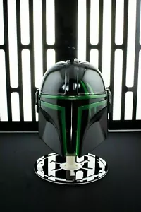 Casco Acciaio Mandaloriano Medievale Star Wars Serie Nero Verde Indossabile - Foto 1 di 6