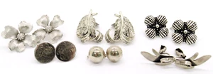 KONVOLUT 6 PAAR VINTAGE STERLINGSILBER BLUME BLATT SCHRAUBE + CLIP-ON OHRRINGE - Bild 1 von 6