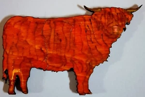 Highland Kuh Kühlschrankmagnet 7,5 x 5 cm Unikat handbemalt Holz Schottland  - Bild 1 von 3