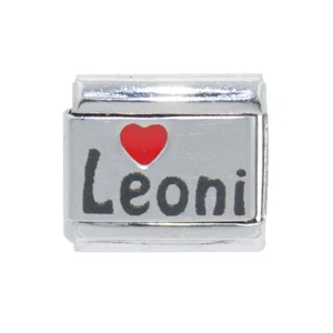 Leoni - Name rotes Herz Laser - passend für 9mm klassische italienische Bettelarmbänder - Bild 1 von 1