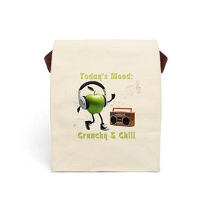Fun Canvas Lunch Bag, Today's Mood Crunchy & Chill, Snack Tote, Eco-Friendly - Picture 1 of 6