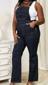 NEW JUDY BLUE WIDE LEG HIGH WAIST DENIM DARK BLUE OVERALLS PLUS SIZE 3X 3XL - Picture 1 of 4