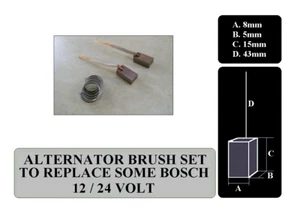 ALTERNATOR CARBON BRUSH SET TO REPLACE MANY BOSCH BX1852 142321 142341 12/24V - Picture 1 of 7