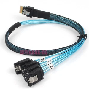 Mini SAS SFF-8654 38 pines a 4 SATA 7 PIN HD divisor conector de cable 0,5 m - Imagen 1 de 6