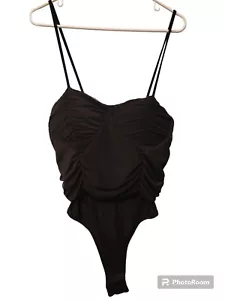 NWT Club L Women's Black Tank Thong Bodysuit Size 18 - Picture 1 of 4