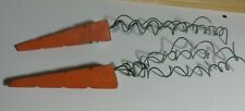 2 MIDWEST OF CANNON FALLS WOOD CARROTS WITH METAL STEMS ORNAMENTS