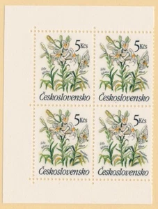 Czechoslovakia #2782 Lilium Candidum Flowers 5k Postage Block 1990 Mint NH - Picture 1 of 1