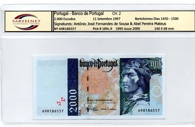 Portugal - 2.000 Escudos 1997 11 Setembro A/UNC - Serial A98186557 PICK# 189c.9 - Image 1 of 3