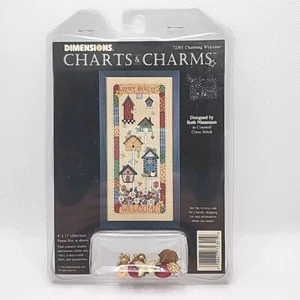 Dimensions Charts And Charms: Charming Welcome Cross Stitch Pattern Chart Button - Picture 1 of 4