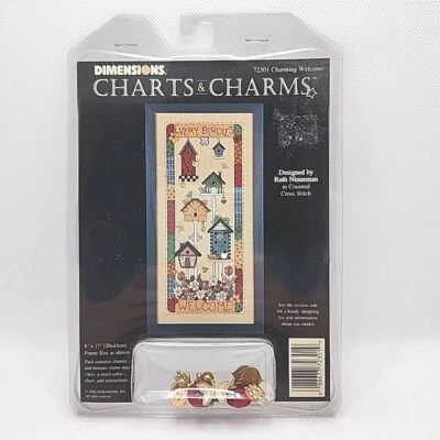 Dimensions Charts And Charms: Charming Welcome Cross Stitch Pattern Chart Button - Image 1 of 4
