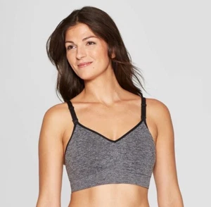 Women's Nursing Seamless Bra - Auden™ Heathered Gray/Black L - Picture 1 of 4