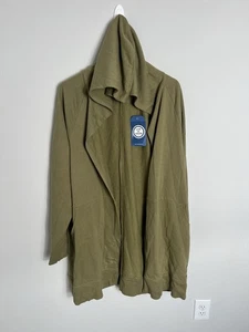 $58 NUEVO CON ETIQUETAS Bata Life Is Good Mujer True Be Hip Terry Algodón Suelta Verde - Imagen 1 de 5