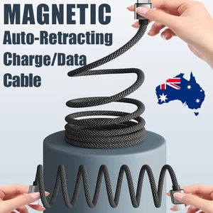 Fast Charger Cable Cord USB Magnetic Recoil 65W 480Mbps USB-C iPhone Android PD - Picture 1 of 14