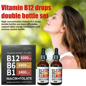 2pcs Vitamin B12 & B6 & B1 Liquid Drops Sublingual Vitamin B Complex 60ml - Picture 1 of 10