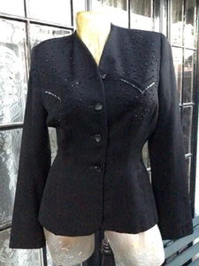 Vtg 1940s Original Ladies Jacket, Size 10/12 Fitted, Black 🖤 Perfect Condition - Picture 1 of 9