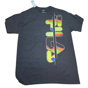 NWT Fila Weather Report Tee Black Graphic Logo Short Sleeve Mens Sz M - Picture 1 of 6